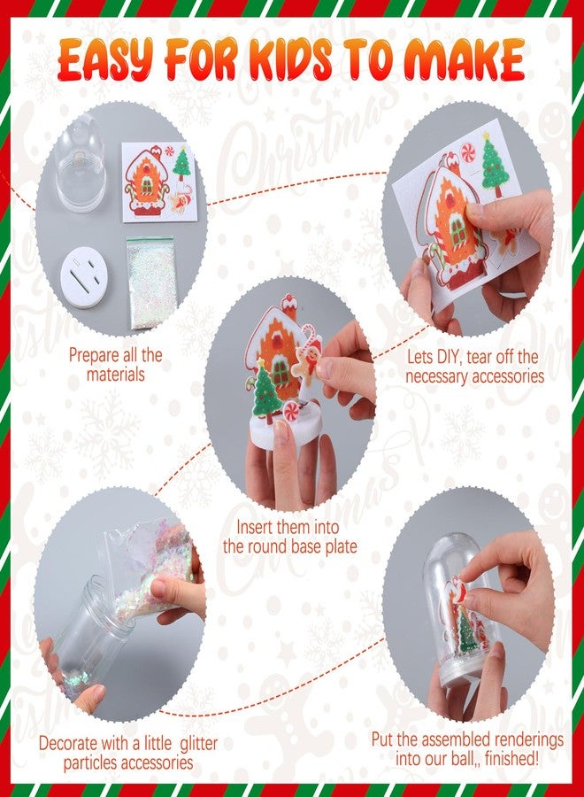 Yuntau 12 Set Christmas Gingerbread House Snow Globe Craft Kit for Kids Make Your Own Gingerbread House Snow Globes Holiday Glitter Making Kit Plastic DIY Kit for Home Activities - Image 3